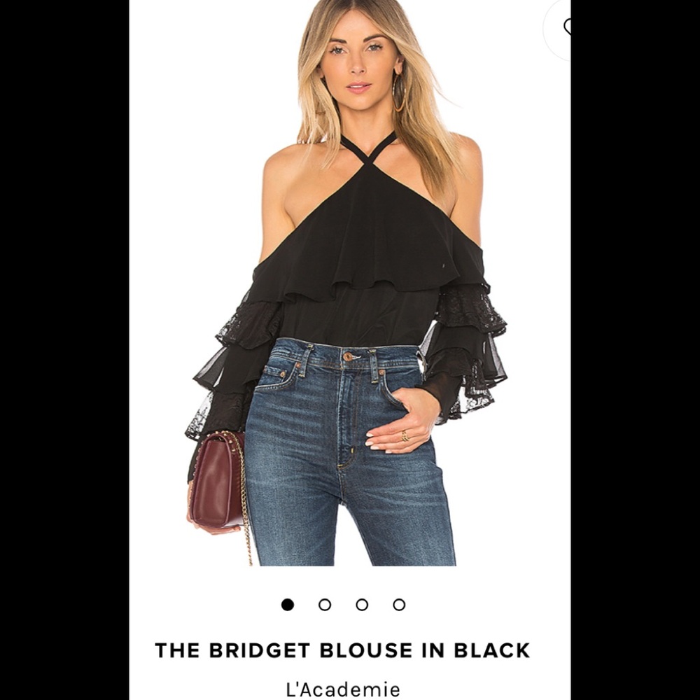 L'academie (Revolve) black Ruffle sleeve top